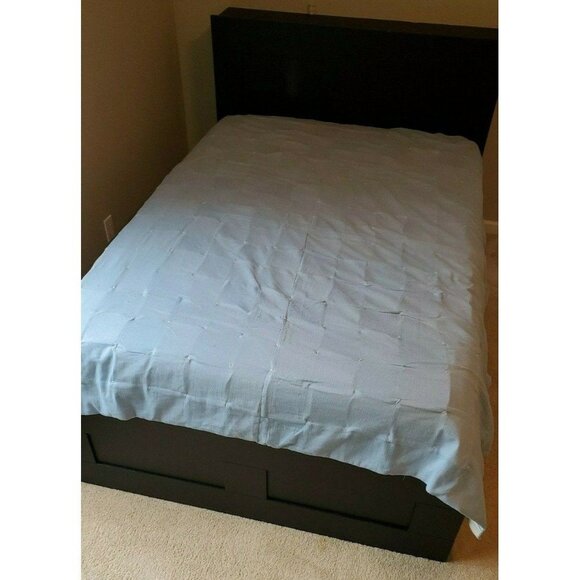 1970s Handmade Patchwork Quilt Blue White 82x85 Vintage Blue White - Picture 5 of 9